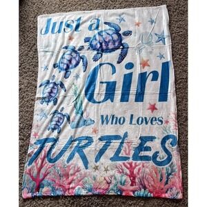 Just A Girl Who Loves Turtles Flannel Gifts Blanket for Turtle Lovers Turtle ...